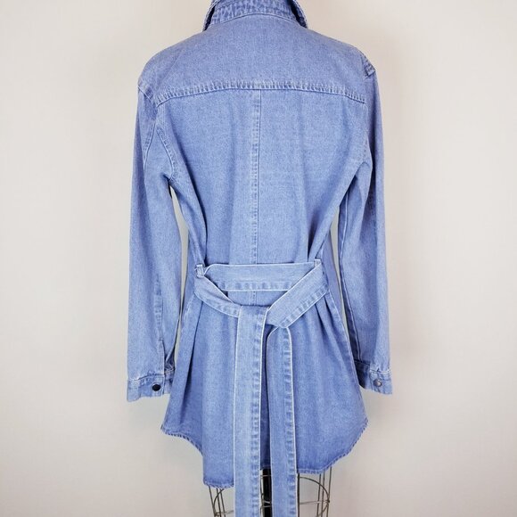 Vintage Inspired Light Denim Snap Front Shirt Dress or Long Jacket Size Large - Picture 11 of 11